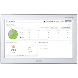 El control LG Controlador Central presume una pantalla grande con software que permite el control del ambiente interior, proporcionando información detallada.