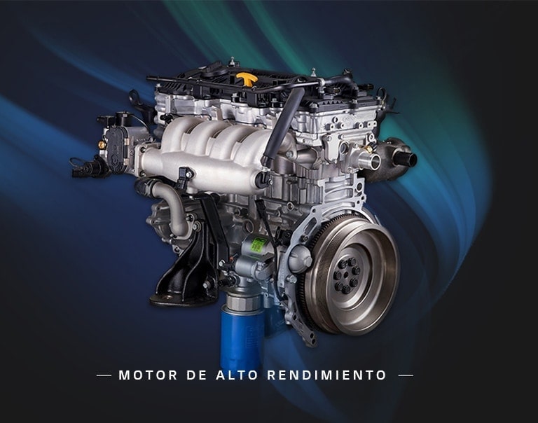 Motor de gas complejo con muchos componentes diferentes combinados. Incluye una parte superior negra, un cilindro metálico y partes circulares giratorias orientadas hacia el frente.