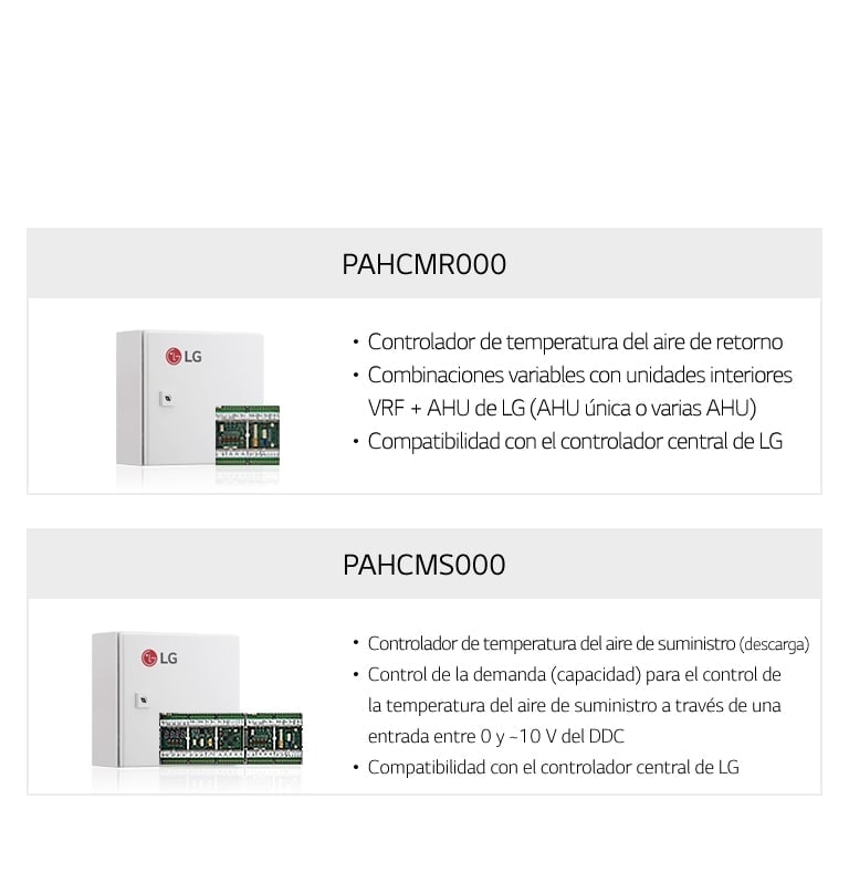 LG PAHCMR000 rectangular devuelve controlador de temperatura del aire y LG PAHCMS000 suministra controlador de temperatura del aire.