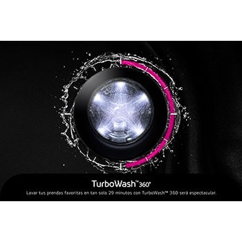 Gráfico de la función TurboWash™ 360° de la LG WashTower® WK25BS6, que proporciona una limpieza profunda en solo 29 minutos.