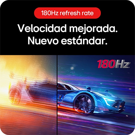 Monitor Gaming LG UltraGear 27GS50F, que demuestra la velocidad mejorada con una frecuencia de actualización de 180 Hz como nuevo estándar.