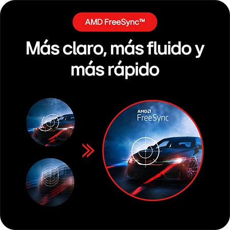 Monitor Gaming LG UltraGear 27GS50F, que ofrece una experiencia de juego más clara, fluida y rápida gracias a la tecnología AMD FreeSync™.