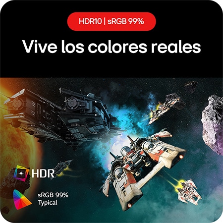 Monitor Gaming LG UltraGear 24GS60F, que permite experimentar colores reales gracias al soporte HDR10 y la cobertura sRGB del 99%.