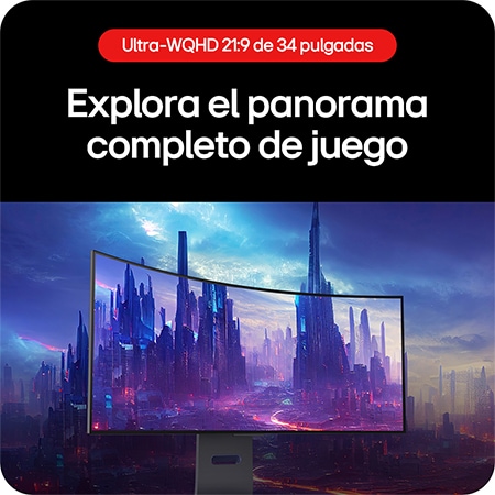 Monitor Gaming LG UltraGear 34GS95QE que permite explorar el panorama gaming gracias a la relación de aspecto 21:9 Ultra-WQHD.