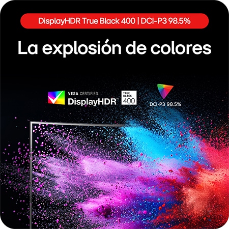 Monitor Gaming LG UltraGear 34GS95QE mostrando una explosión de colores gracias a DisplayHDR True Black 400 y a la cobertura de DCI-P3 98.5%.