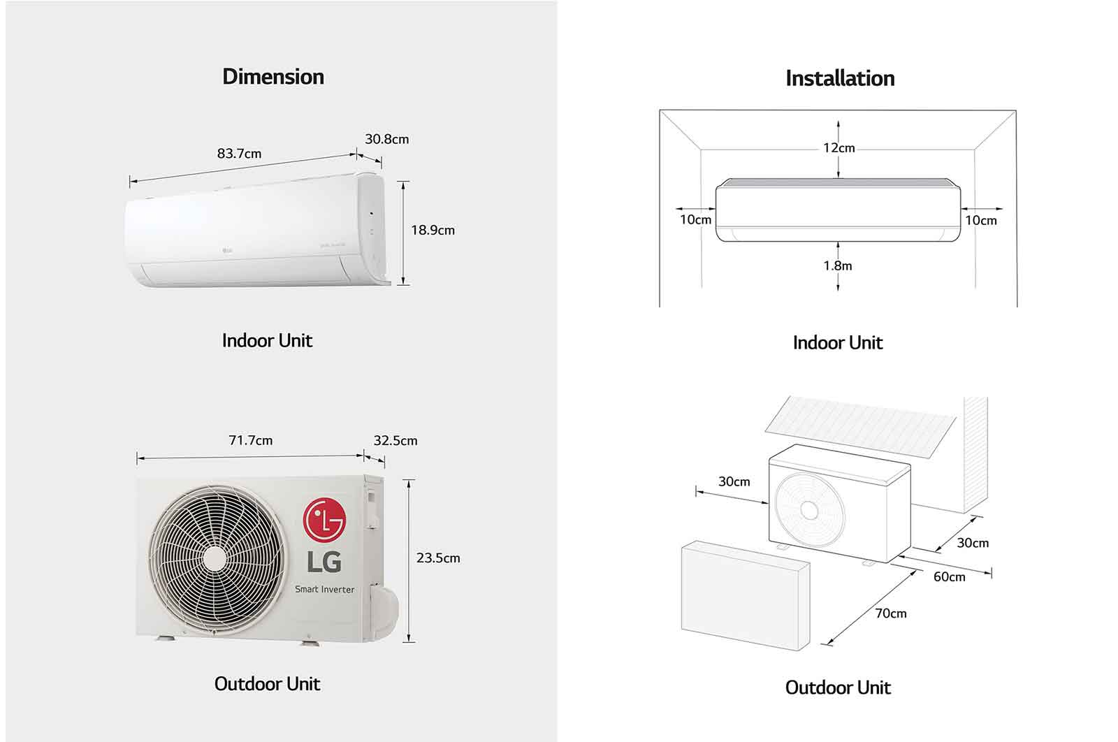 LG DUALCOOL Inverter, 1 Ton, Frío, (Voltaje 230V / 60HZ), VX122C3