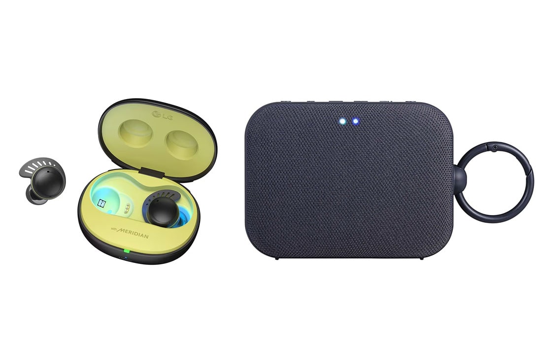 LG TONE Free fit audífonos inalámbricos deportivos TF7Q + LG XBOOMGo bocina bluetooth portátil PM1, TF7QBI.PM1