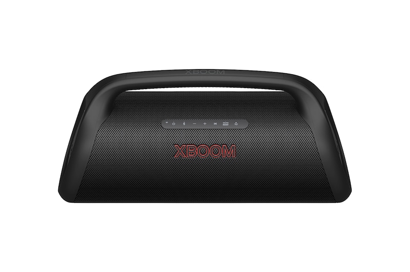Vista frontal de la LG xboom XG9QBK | Bocina Bluetooth portátil | xboom IP67 y batería de 24 horas de duración