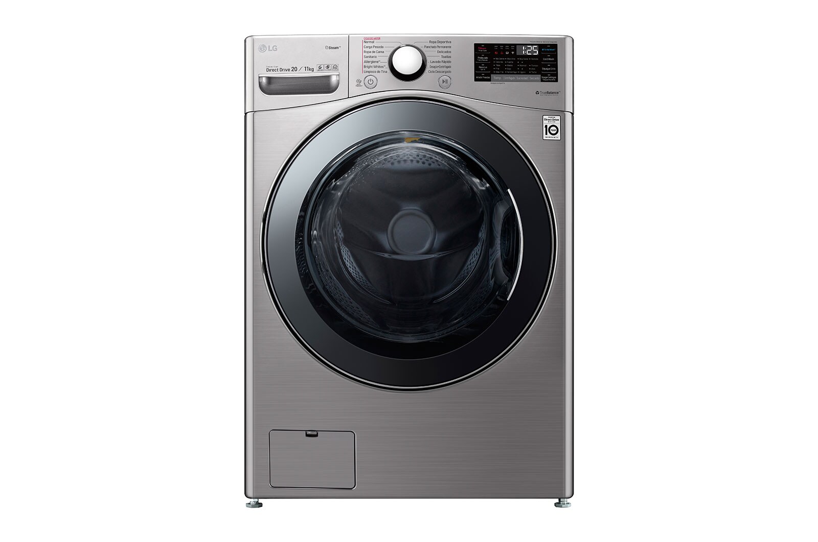 LG Lavasecadora LG Carga Frontal Inteligente Inverter DD con Ciclos con vapor Steam™ 20 kg - Color Acero con Conectividad LG ThinQ, WD20VV2S6