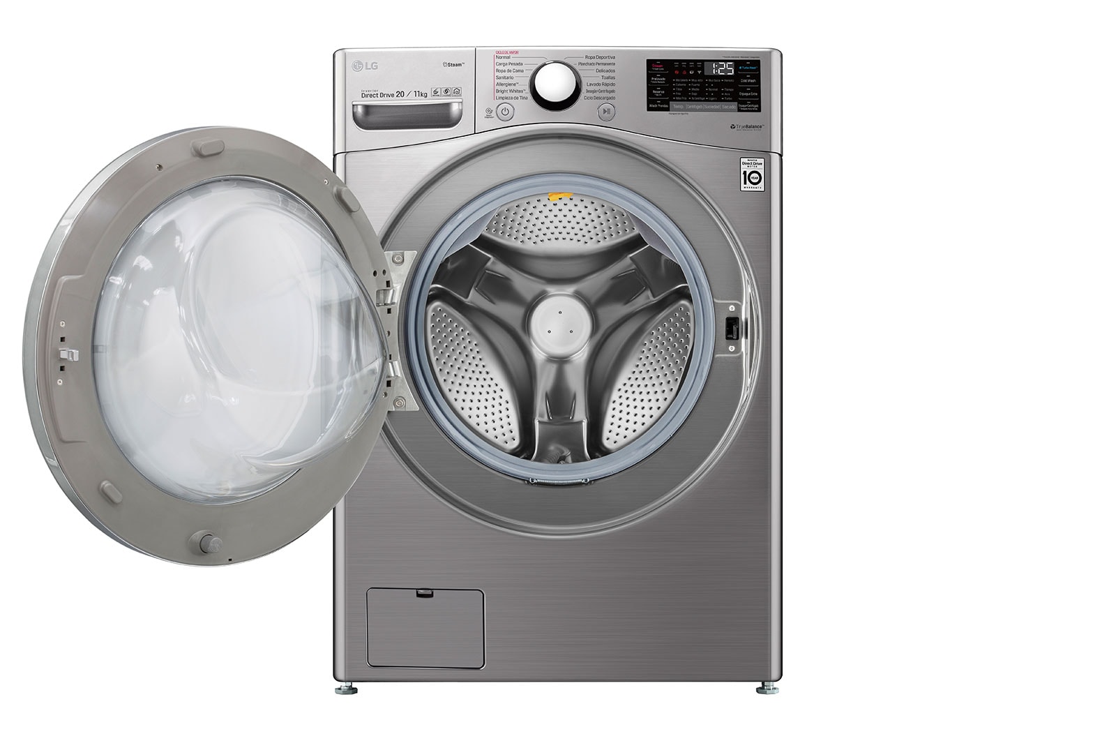 LG Lavasecadora LG Carga Frontal Inteligente Inverter DD con Ciclos con vapor Steam™ 20 kg - Color Acero con Conectividad LG ThinQ, WD20VV2S6