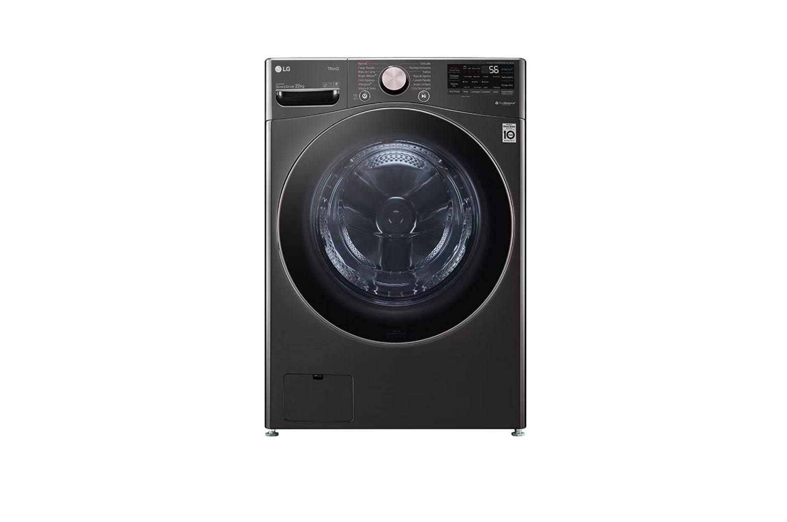 LG Lavadora LG Carga Frontal Inteligente Inverter AI DD™ (Inteligencia Artificial) con TurboWash 360™ 22 Kg / 22Kg - Acero Negro con Conectividad LG ThinQ + Secadora LG Carga Frontal Inteligente con Ciclos con vapor Steam Fresh™ y conectividad ThinQ™ 22 Kg - Acero Negro, WM22BV2S6R.DF22BVS