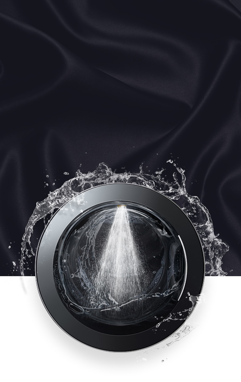 La puerta de la lavadora rodeado por otro chorro.