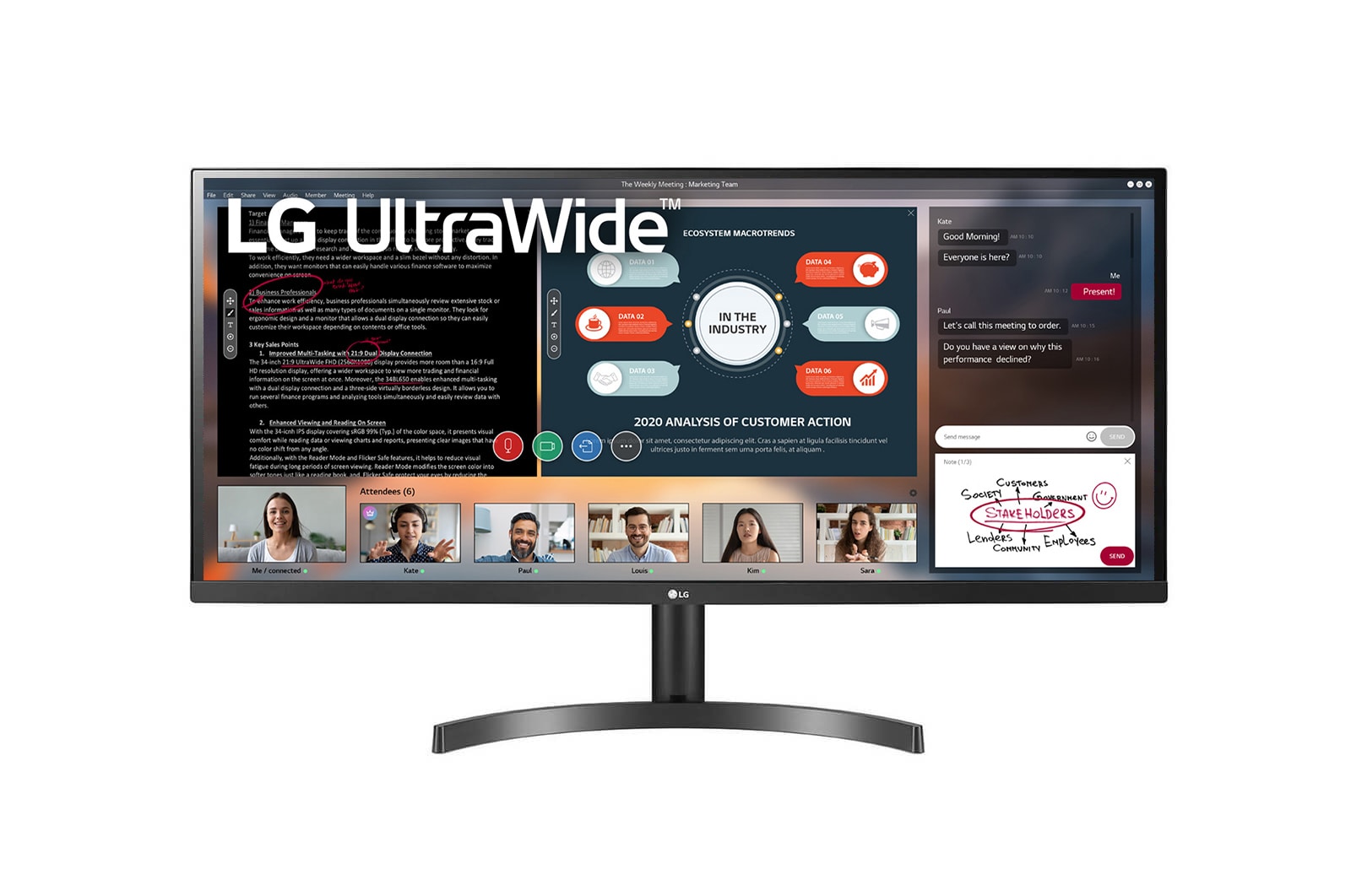 LG Monitor 34" UltraWide™ Full HD IPS LED, 34WL500-B