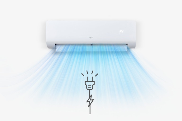 Si la energía está de vuelta, el aire acondicionado se reinicia con la configuración anterior