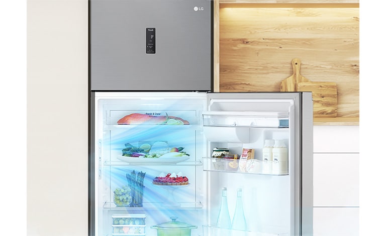 La función Smart Fresh Air funciona incluso con la puerta del refrigerador abierta.