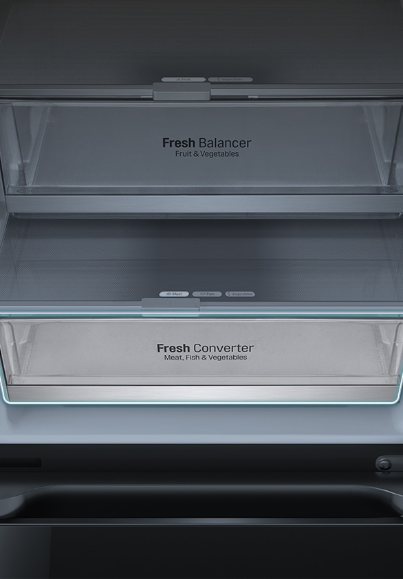 Zona de fresh converter dentro del refrigerador.	