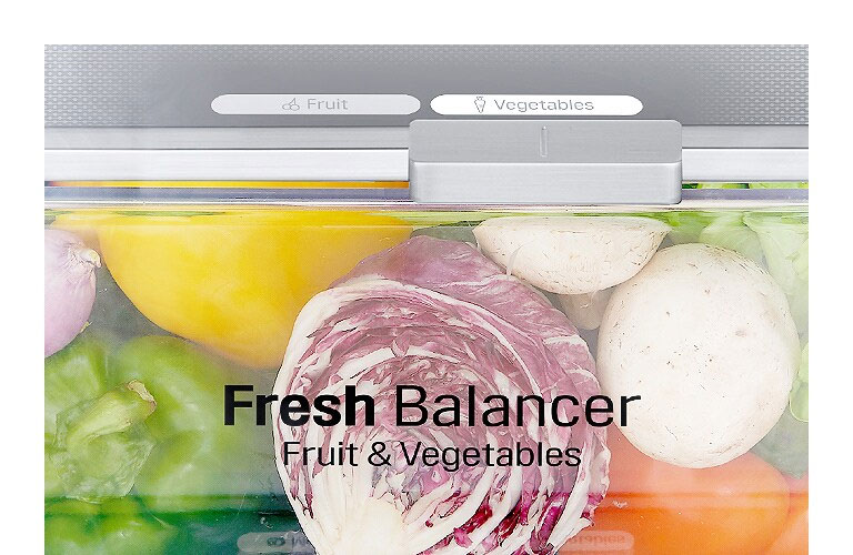 Tecnología FRESHBalancer, optimiza la humedad de forma segura para las frutas y verduras.