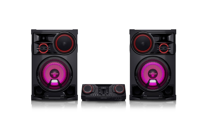 Vista frontal de la LG xboom CL98 | Bocina Bluetooth | xboom de 3,500W con Multi Color Lighting y Karaoke Star ideal para fiestas