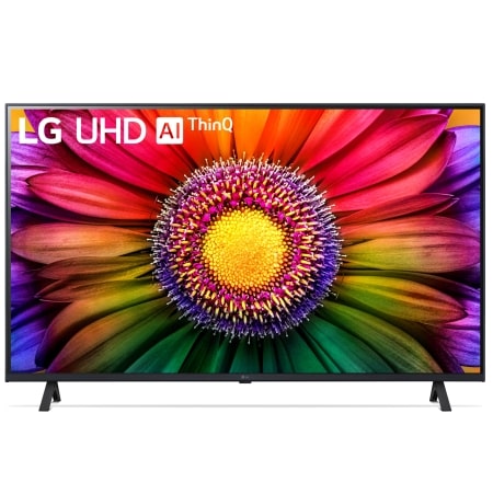 Una vista frontal del televisor LG UHD