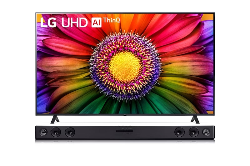 LG Pantalla LG AI UHD ThinQ UR8750 65 pulgadas 4K SMART TV + LG Sound Bar SK1D, 65UR8750PSA.SK1D
