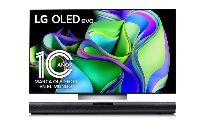 LG Pantalla LG AI OLED evo 55 pulgadas C3 4K SMART TV con ThinQ AI + LG Sound Bar SQC1, OLED55C3PSA.SQC1