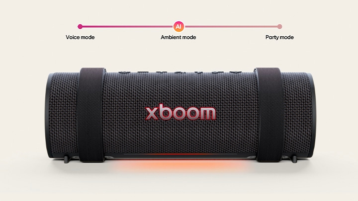 Vista frontal de xboom Grab con la luz encendida.