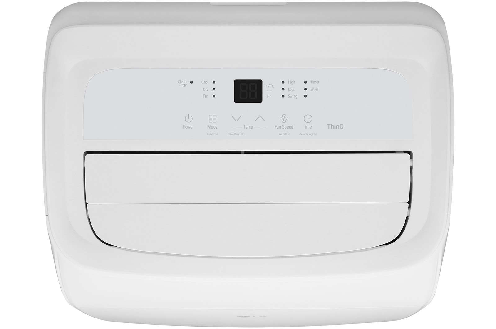 Close-up of a portable air conditioner's control panel