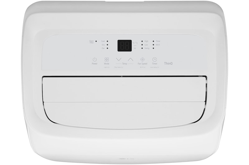 Close-up of a portable air conditioner's control panel