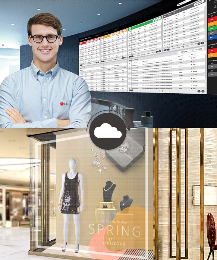 A través del servicio ConnectedCare, se puede gestionar a distancia el estado de las pantallas del lugar de trabajo.