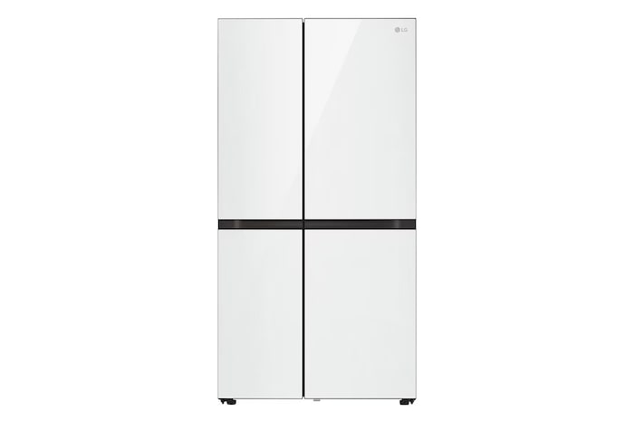 Front view of 694L Side-by-Side Fridge with Door-in-Door™ in White Glass Finish, GC-M257CGFL