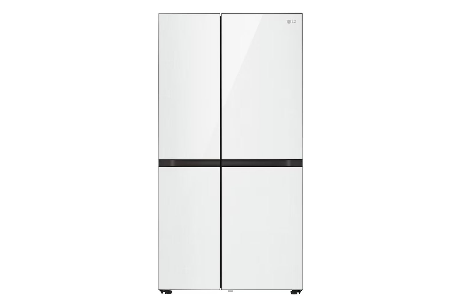 Front view of 694L Side-by-Side Fridge with Door-in-Door™ in White Glass Finish, GC-M257CGFL