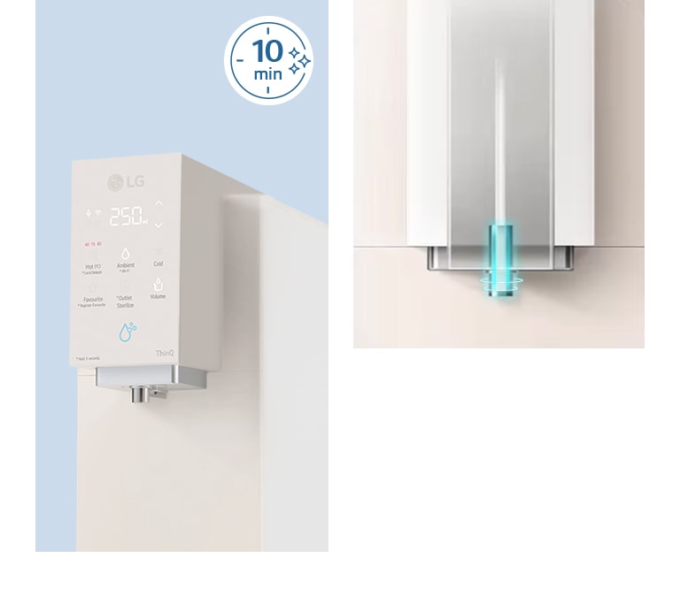 There is a water purifier and show a water outlet