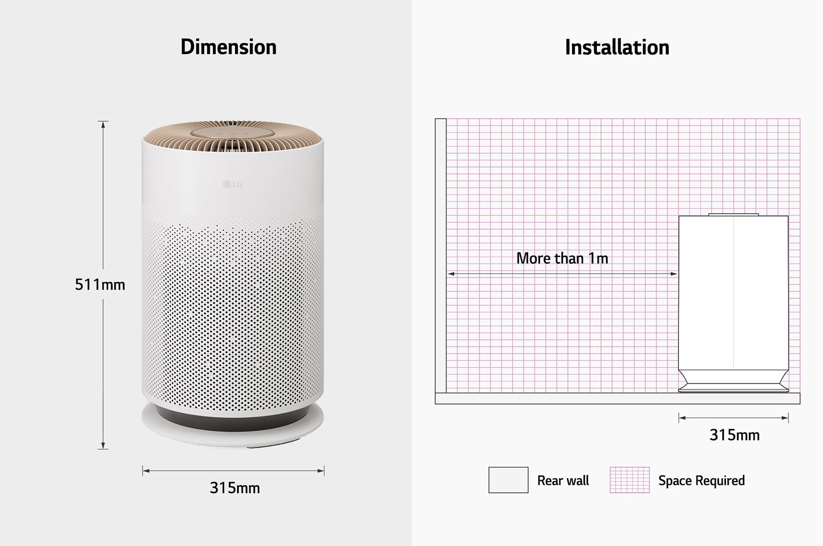 LG PuriCare™ 360º HIT Air Purifier (Brown) with compact and complete air purification, AS60GHCG0