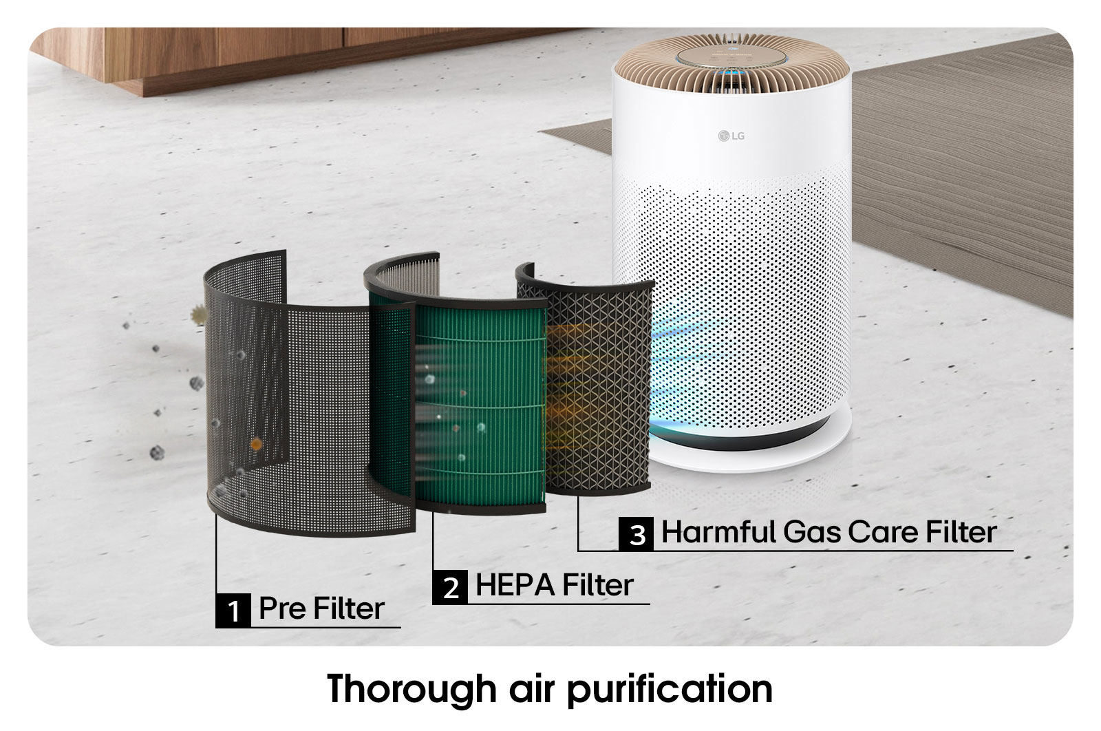 LG PuriCare™ 360º HIT Air Purifier (Brown) with compact and complete air purification, AS60GHCG0