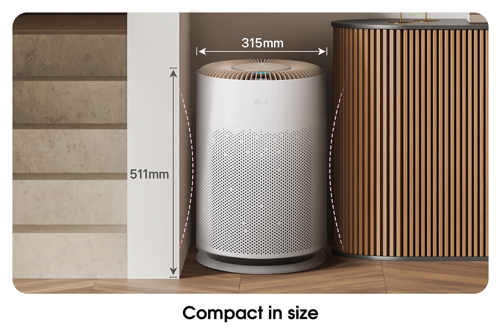 LG PuriCare™ 360º HIT Air Purifier (Brown) with compact and complete air purification, AS60GHCG0