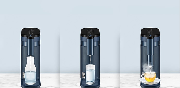 Each of the three water purifiers is shown according to their application