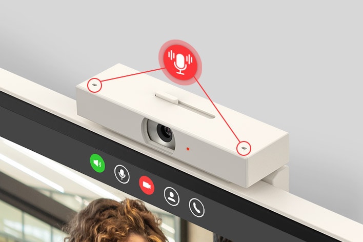 A built-in dual microphone vividly captures your voice during video calls.