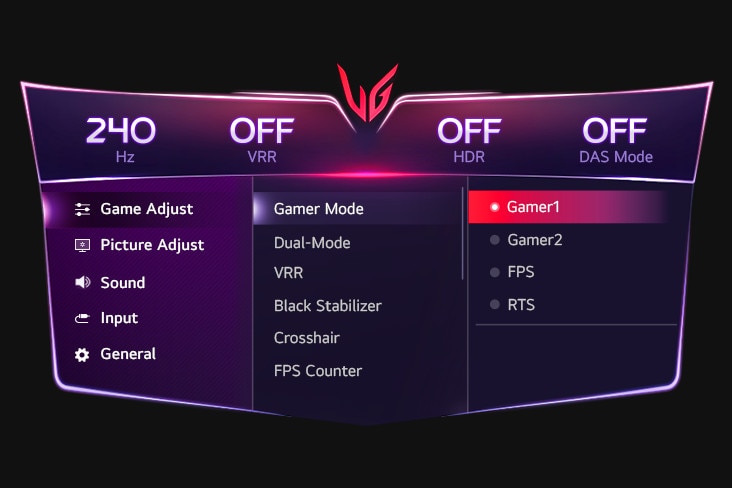 GUI setting image of Gamer Mode.	