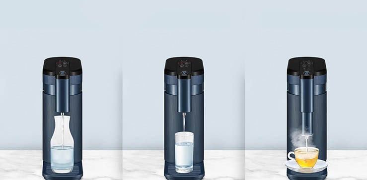 Each of the three water purifiers is shown according to their application