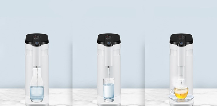 Each of the three water purifiers is shown according to their application