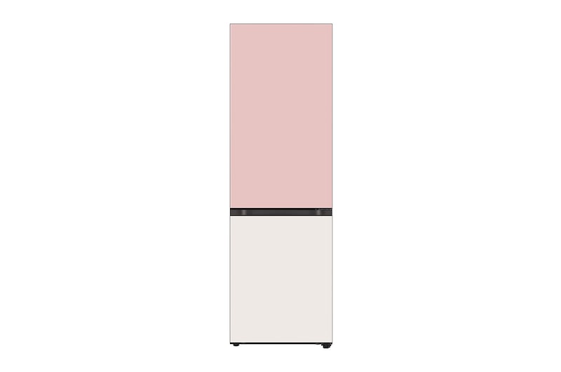 Front view of 341L Bottom Freezer Fridge in Pink & Beige Finish, GC-B459QG9D