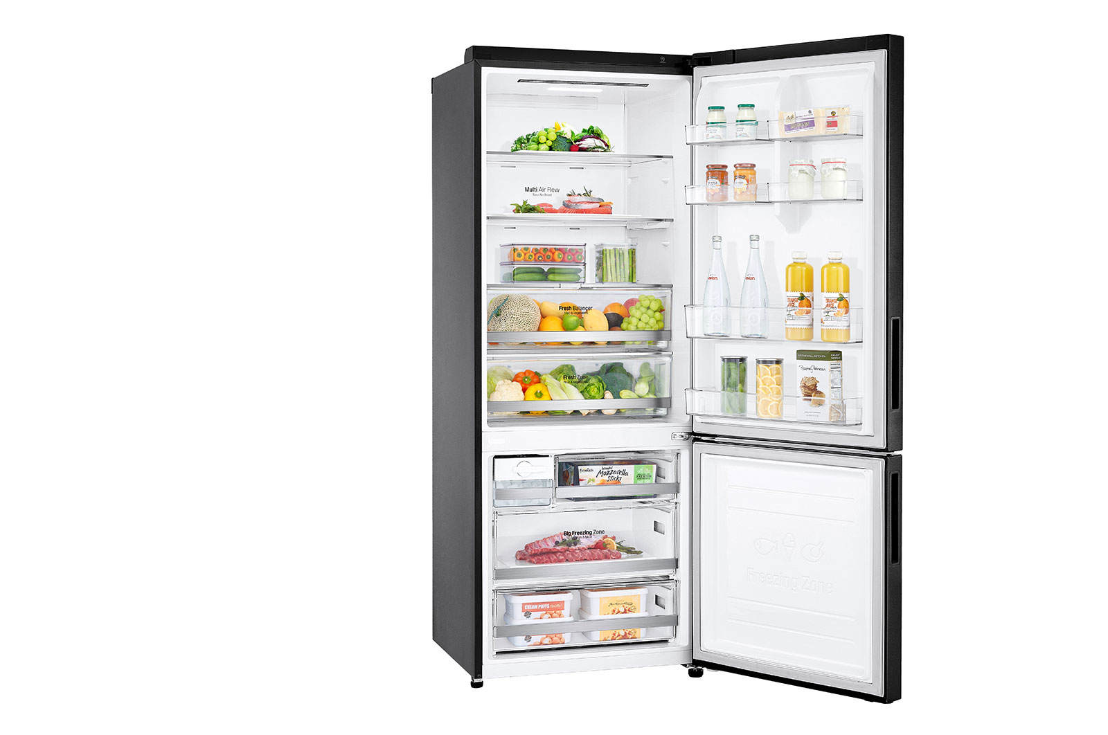 LG 455L Bottom Freezer Fridge in Matte Black Finish, GC-B569NQCM