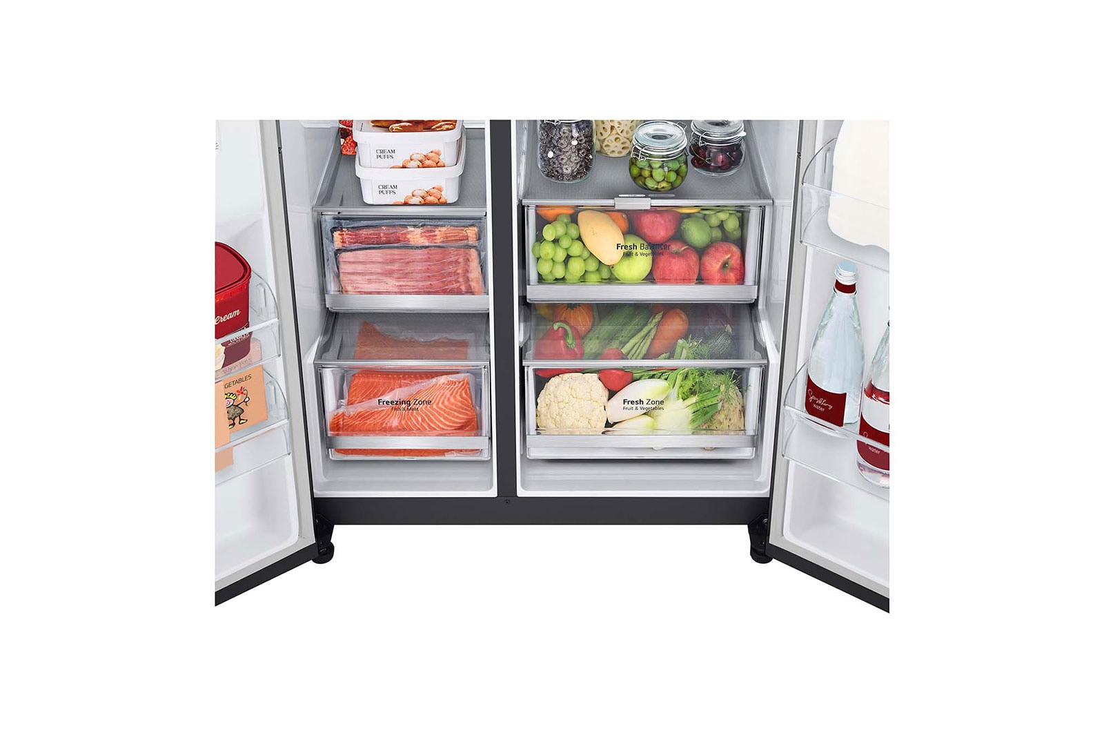 LG 655L Side-by-Side Fridge with InstaView Door-in-Door™ in Matte Black Finish, GC-Q257CQFL