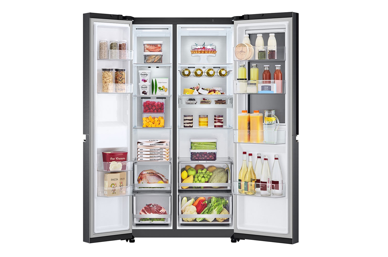 LG 655L Side-by-Side Fridge with InstaView Door-in-Door™ in Matte Black Finish, GC-Q257CQFL