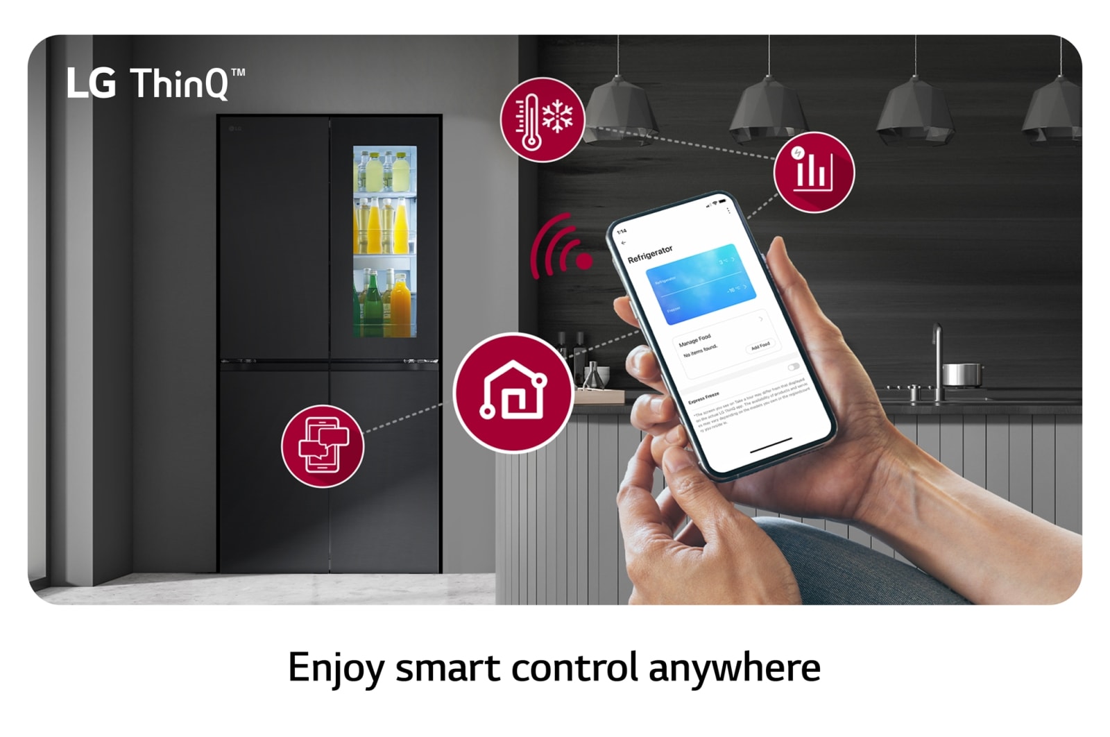 LG 431L French Door Fridge with InstaView in Black Steel Finish, GC-V22FFQMB