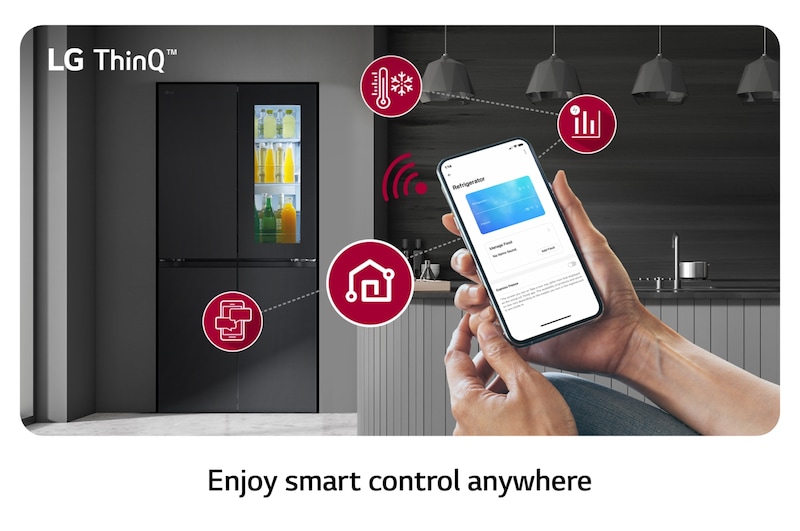 LG 431L French Door Fridge with InstaView in Black Steel Finish, GC-V22FFQMB