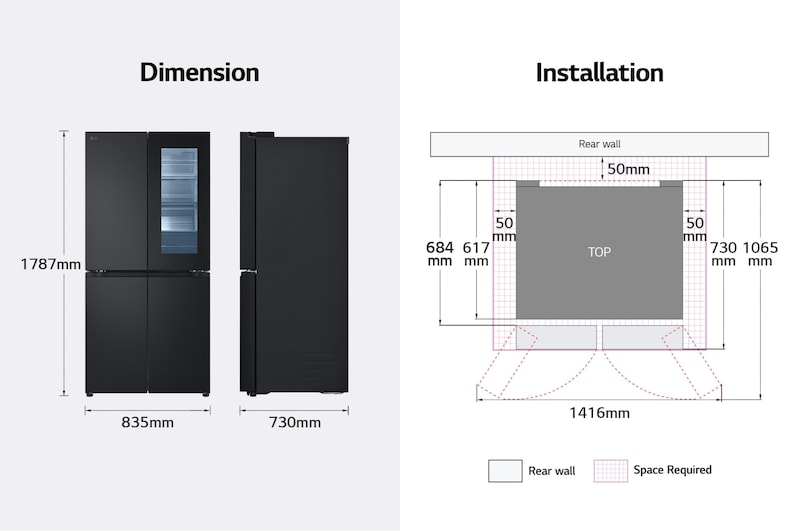 LG 431L French Door Fridge with InstaView in Black Steel Finish, GC-V22FFQMB
