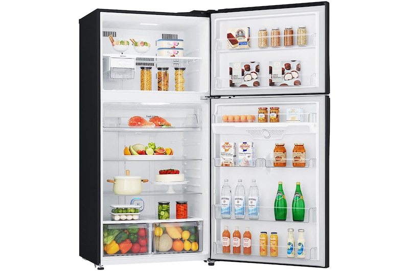 LG 602L Top Freezer Fridge in Black Metal Finish , GR-H802HQHM