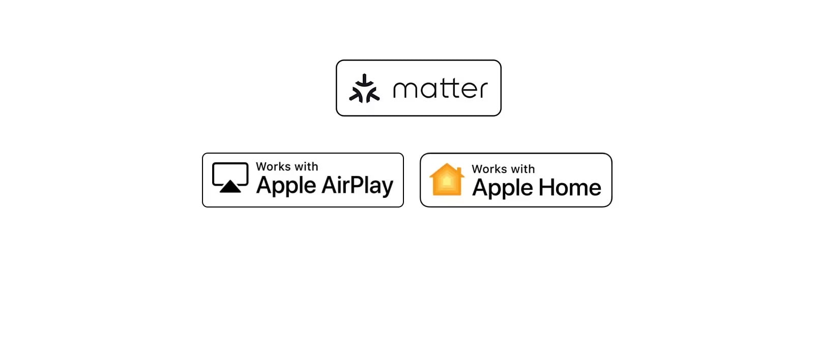 The logo of alexa built-in The logo of works with Apple AirPlay The logo of works with Apple Home