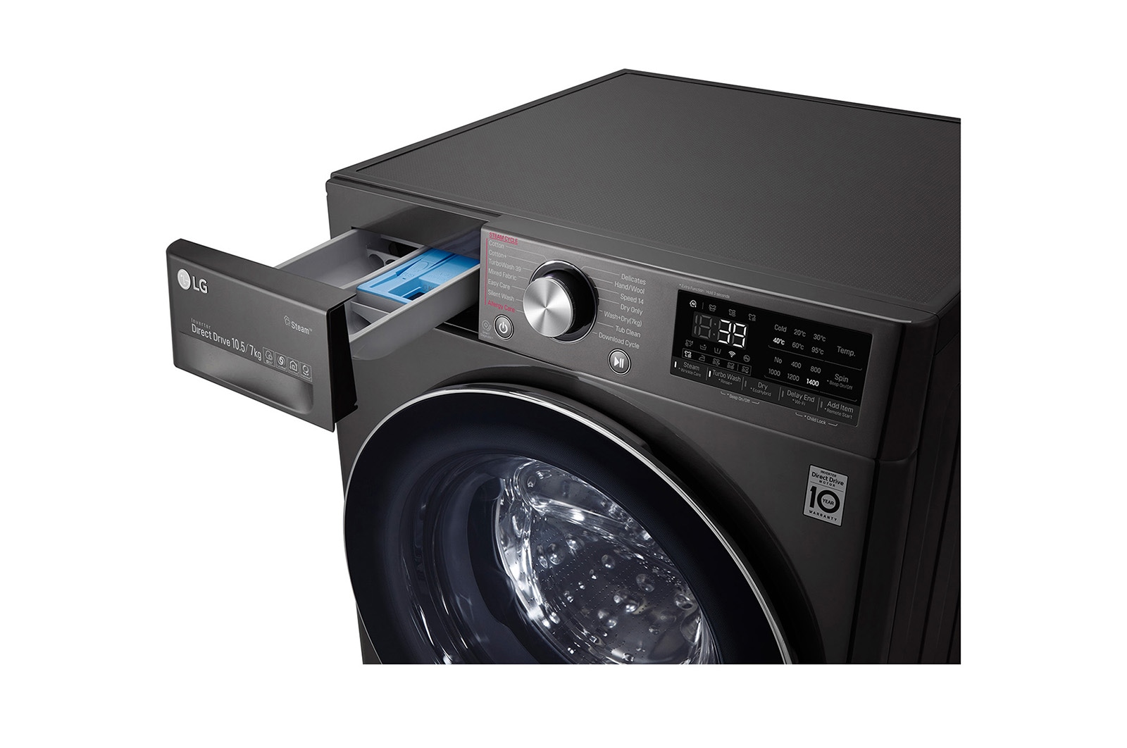 LG 10.5/7kg Front Load Washer Dryer with AI Direct Drive™ and Steam+™, FV1450H2B